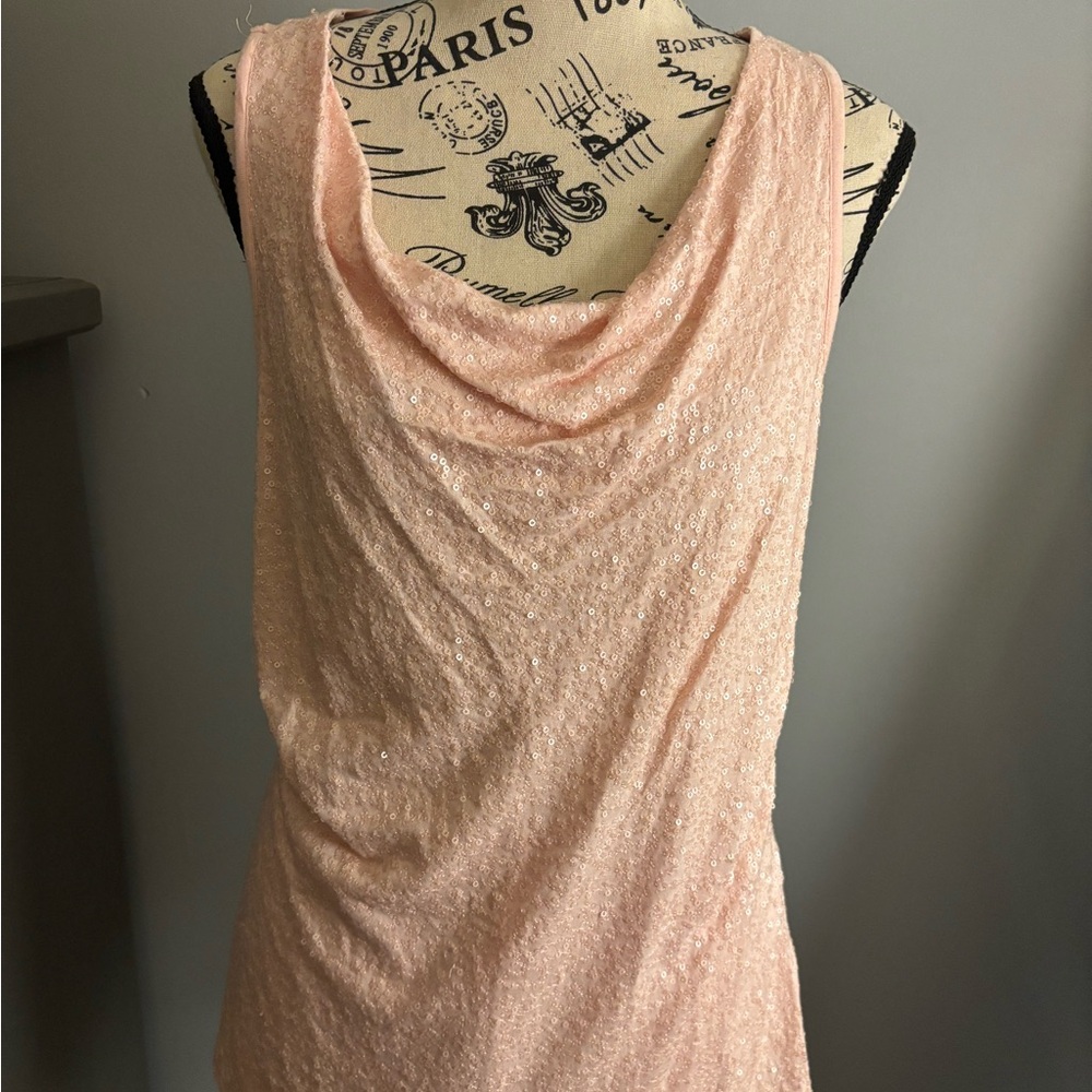 INC International Concepts Sequin Blush Pink Tank Top